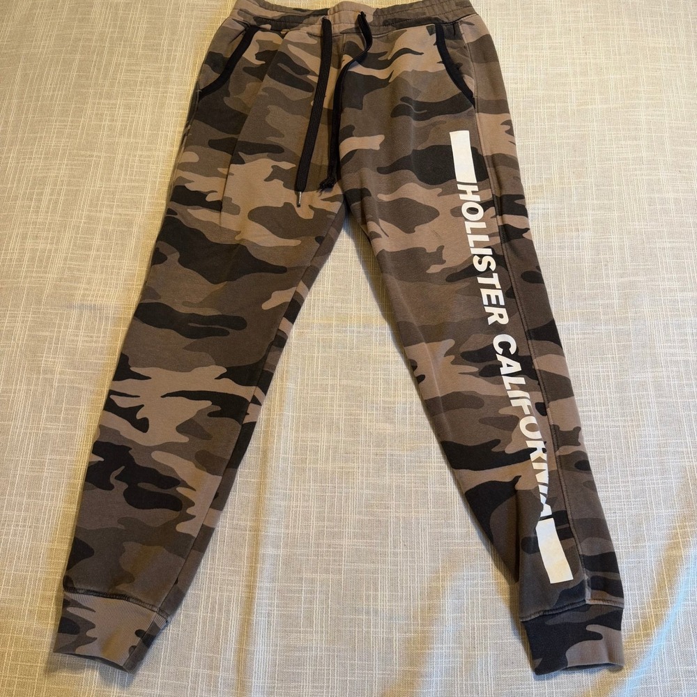 Hollister California Kids Camo Jogger Sweatpants Brown Tan Size S